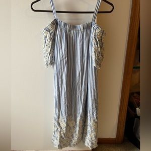 Blue stripe off shoulder dress